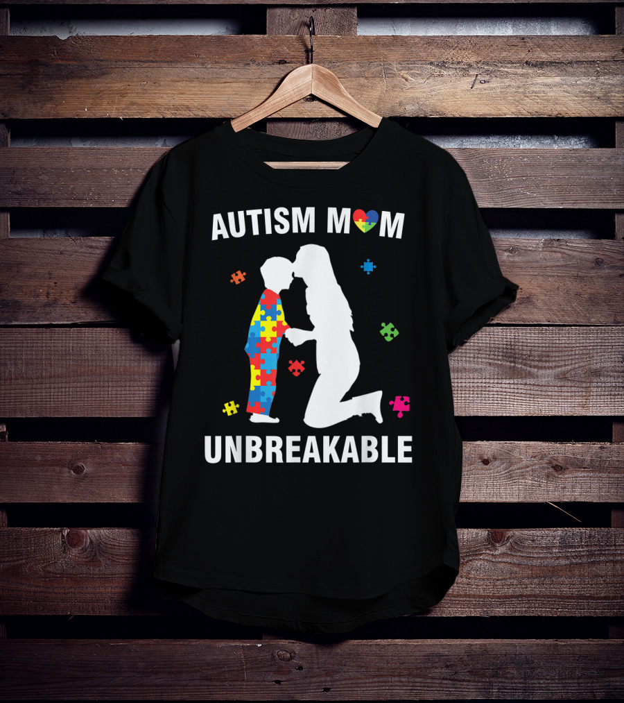 Autism Mom Unbreakable Puzzle Heart Support T-Shirt