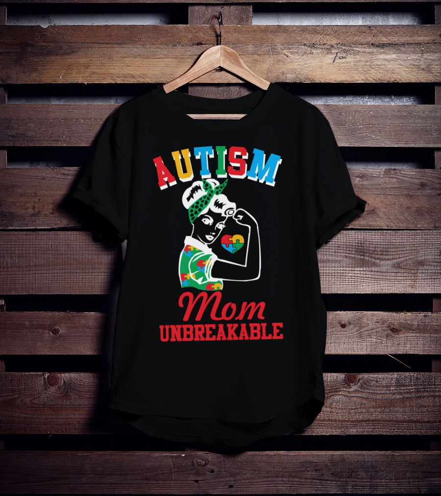 Autism Mom Unbreakable Puzzle Pieces Awareness T-Shirt