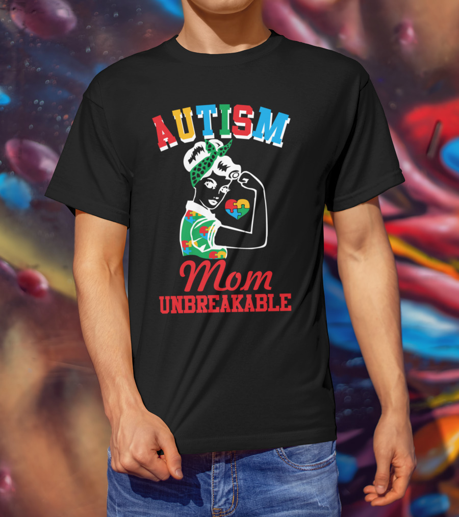 Autism Mom Unbreakable Puzzle Pieces Awareness T-Shirt