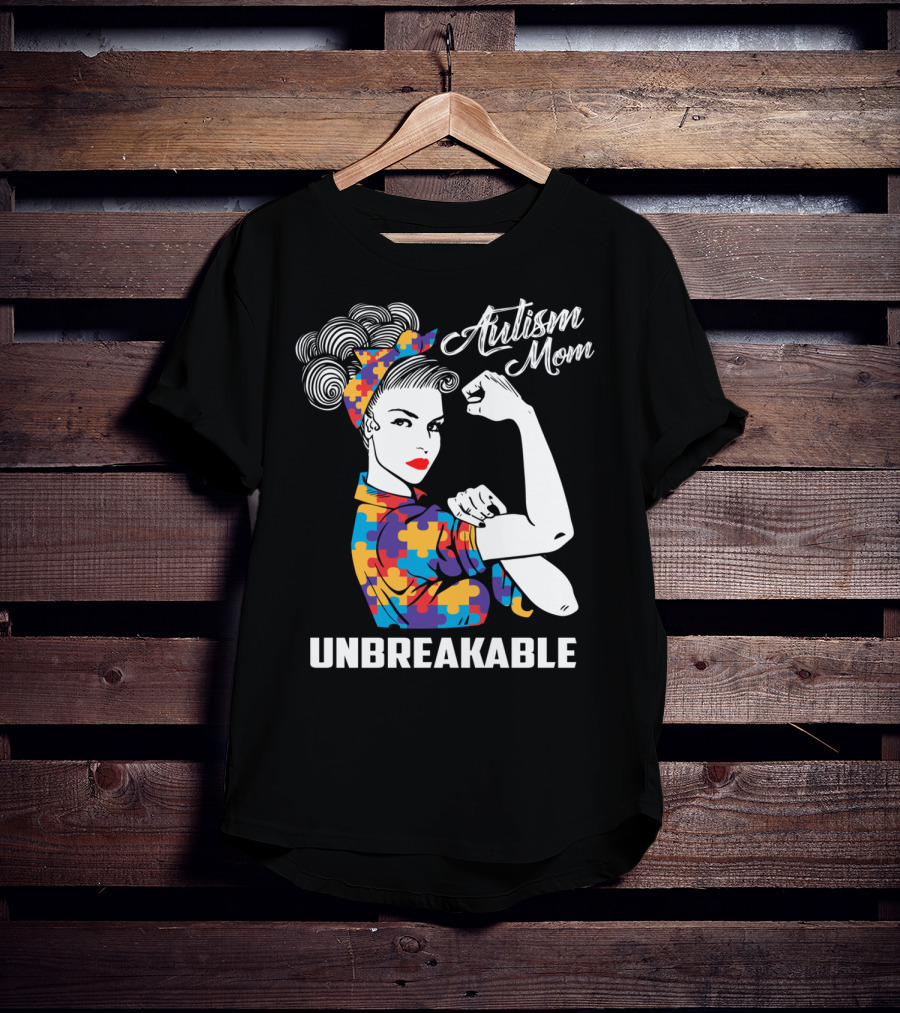 Autism Mom Unbreakable Puzzle Piece Pattern Awareness T-Shirt