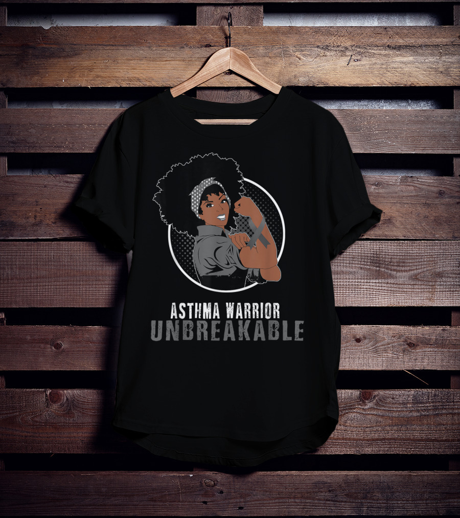 Black Girl Unbreakable Asthma Warrior Rosie The Riveter T-Shirt
