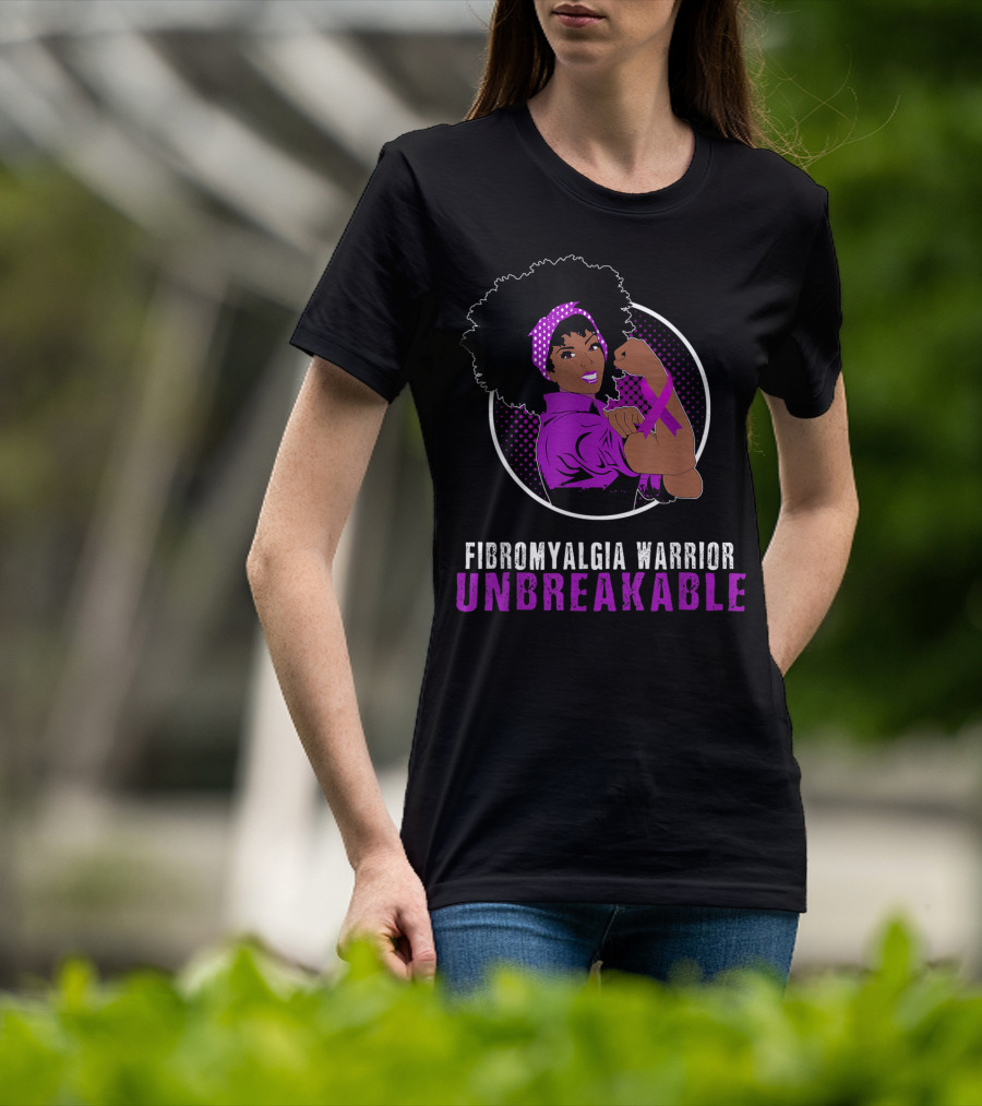 Fibromyalgia Warrior Unbreakable With Black Girl Power T-Shirt