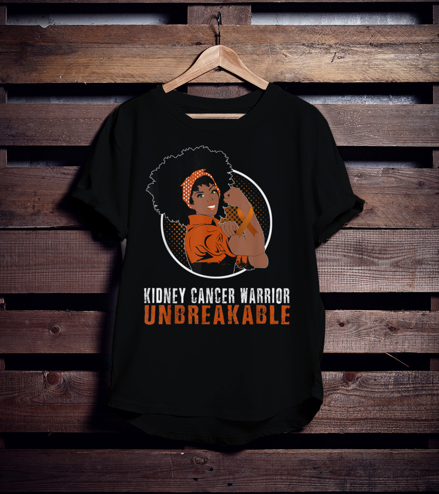 Kidney Cancer Warrior Unbreakable Black Girl Representation T-Shirt