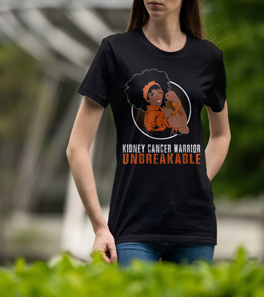 Kidney Cancer Warrior Unbreakable Black Girl Representation T-Shirt