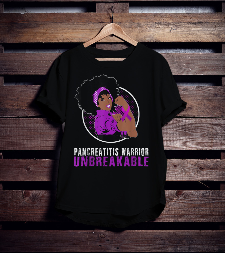 Unbreakable Pancreatitis Warrior Black Girl Empowerment T-Shirt