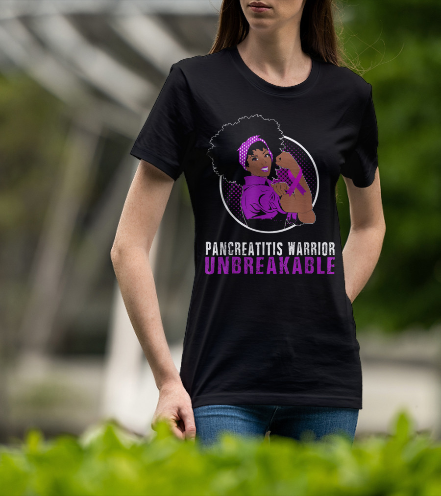 Unbreakable Pancreatitis Warrior Black Girl Empowerment T-Shirt