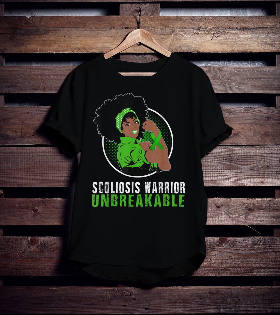 Black Girl Scoliosis Warrior Unbreakable Strength T-Shirt