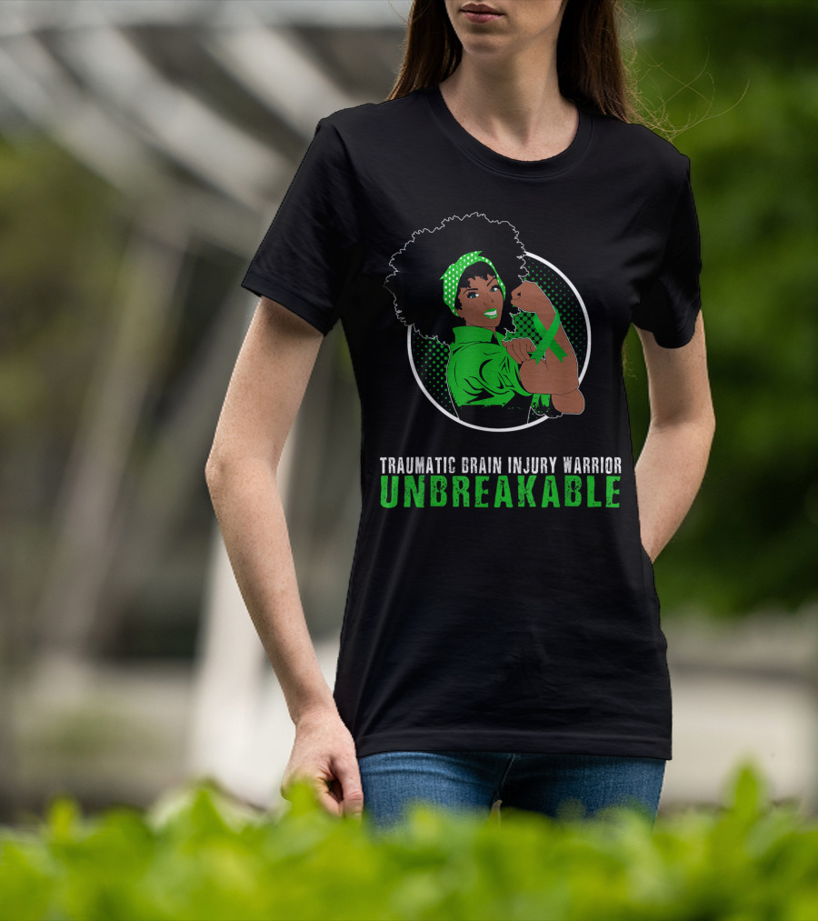 Traumatic Brain Injury Warrior Unbreakable Black Girl T-Shirt