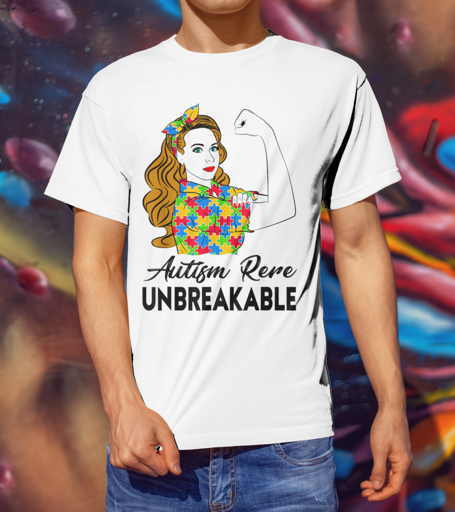 Autism Rere Unbreakable Rosie The Riveter Puzzle T-Shirt
