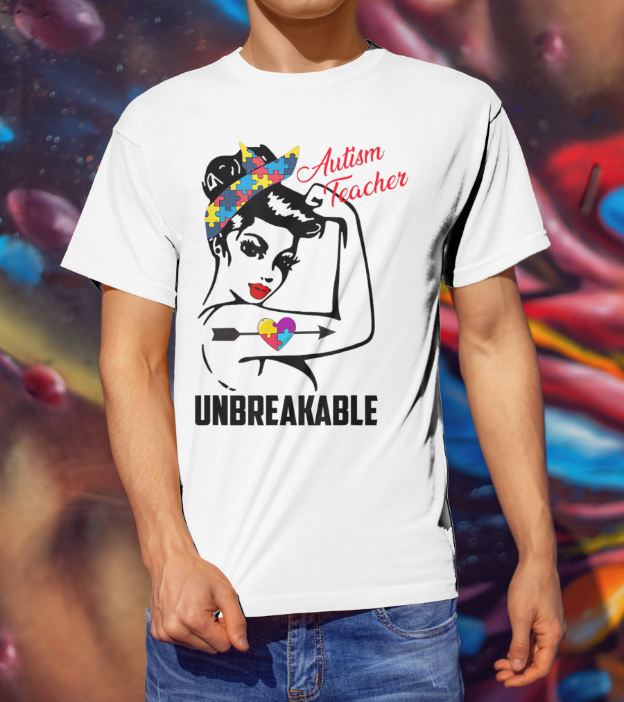 Autism Teacher Unbreakable Puzzle Heart Support Autism T-Shirt