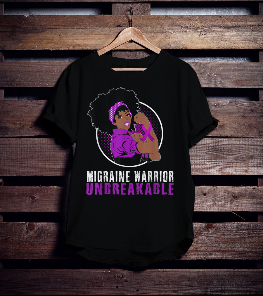 Black Girl Migraine Warrior Unbreakable Strength Empowerment T-Shirt