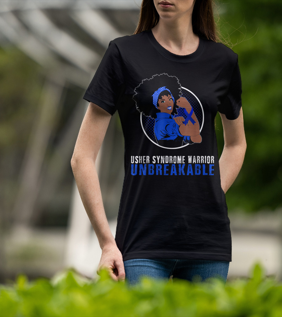 Usher Syndrome Warrior Unbreakable Black Girl T-Shirt