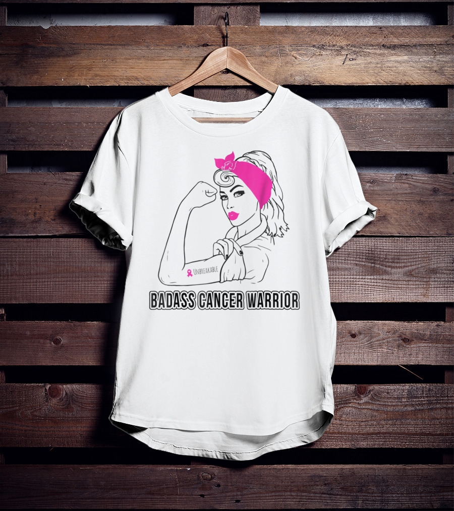 Badass Cancer Warrior Unbreakable Breast Cancer Awareness T-Shirt