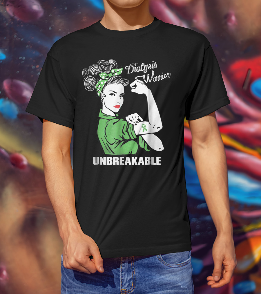 Dialysis Warrior Unbreakable Rosie The Riveter Awareness T-Shirt