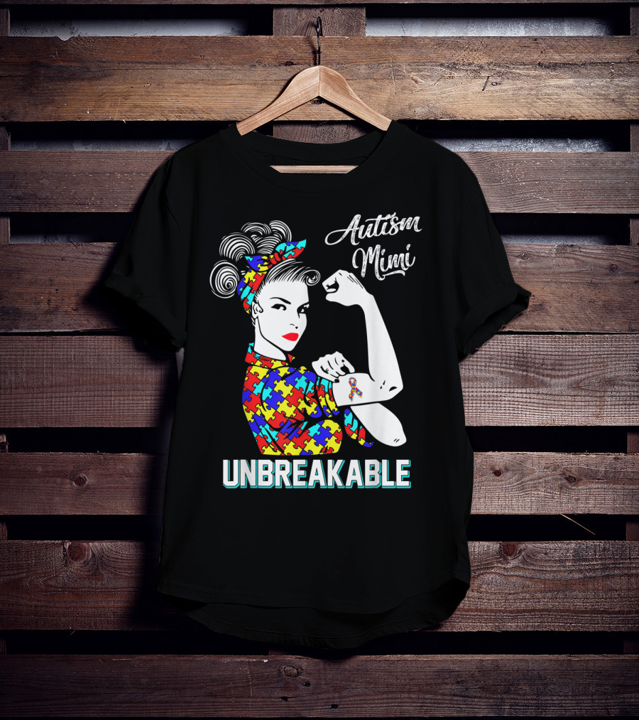 Autism Mimi Unbreakable Autism Awareness Rosie Puzzle Ribbon T-Shirt