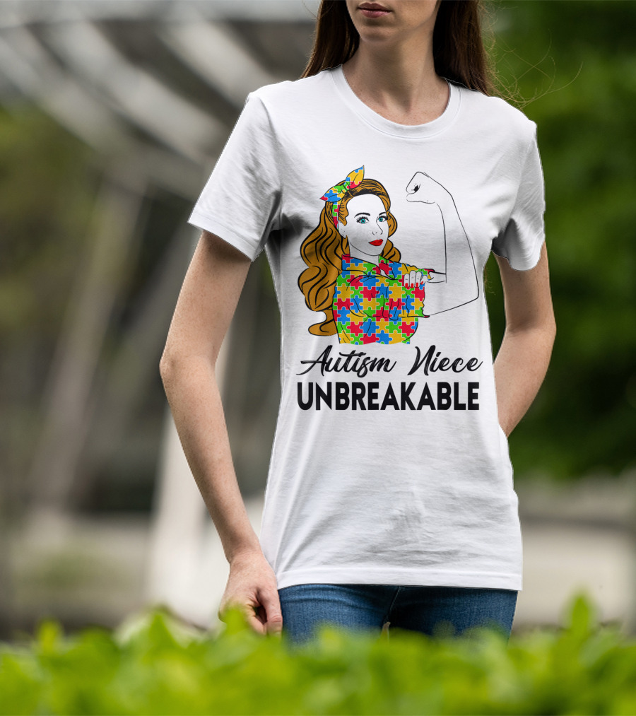 Autism Niece Unbreakable Puzzle Pattern Awareness 2W T-Shirt