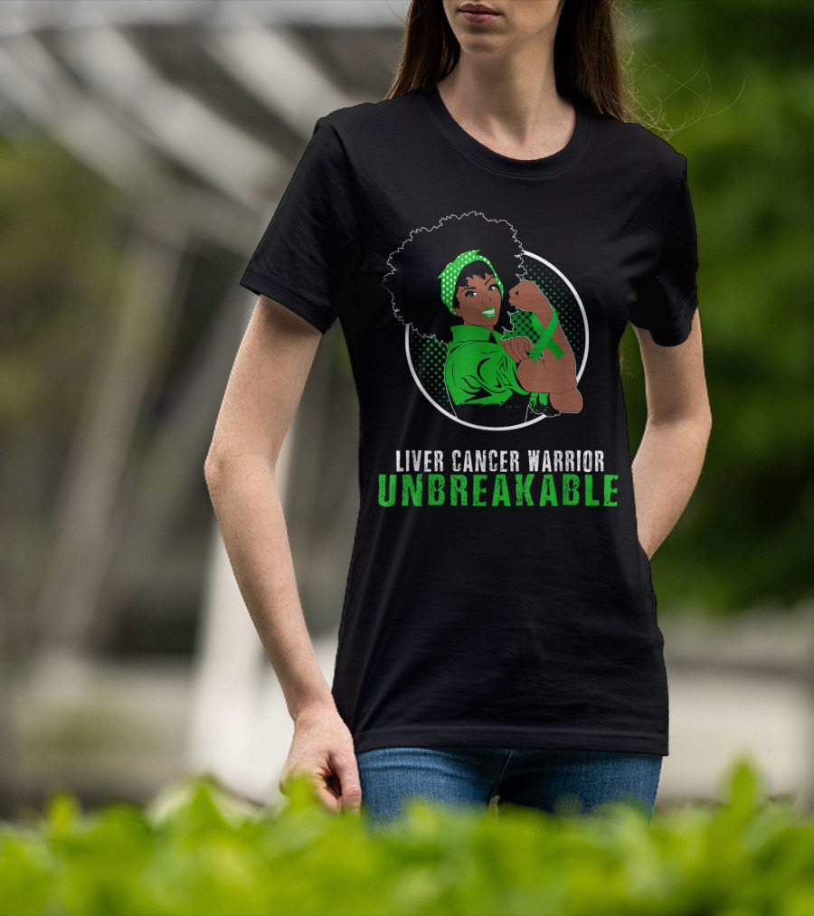 Liver Cancer Warrior Unbreakable Black Girl Strength T-Shirt