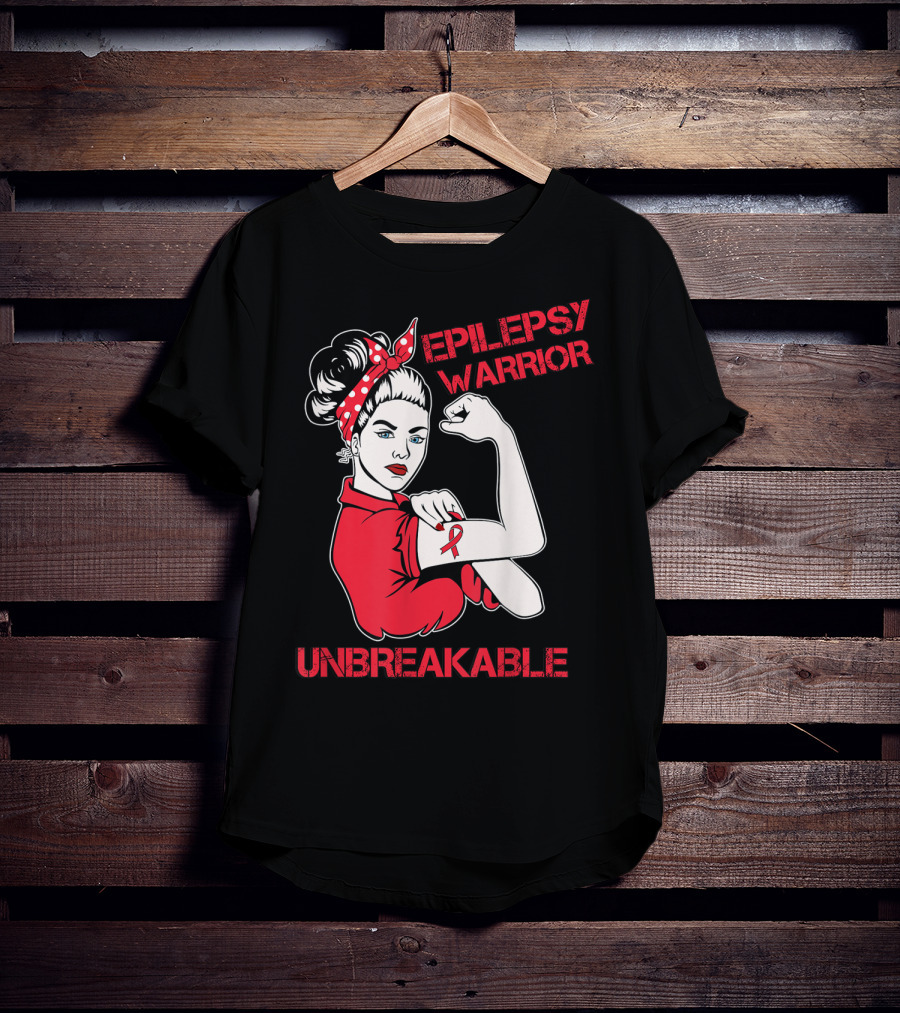 Epilepsy Warrior Unbreakable Rosie The Riveter Inspired T-Shirt