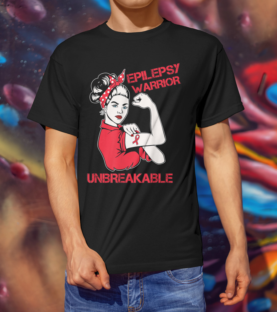 Epilepsy Warrior Unbreakable Rosie The Riveter Inspired T-Shirt