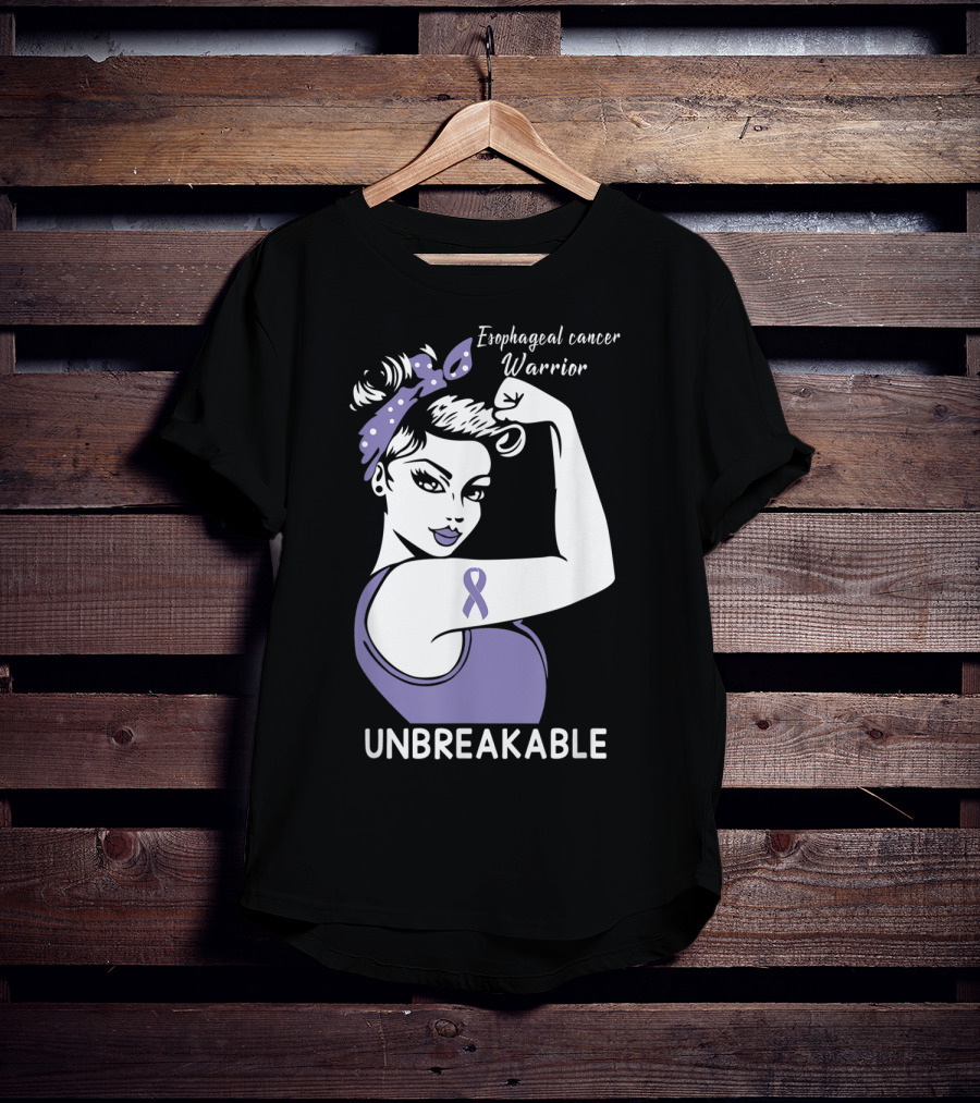 Esophageal Cancer Warrior Unbreakable Strength Ribbon T-Shirt