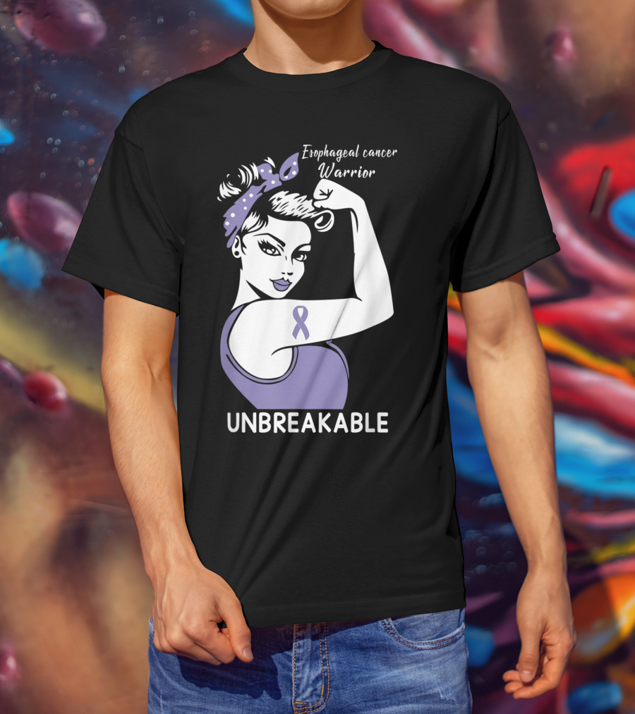Esophageal Cancer Warrior Unbreakable Strength Ribbon T-Shirt