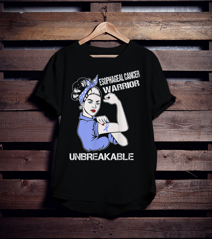 Esophageal Cancer Warrior Unbreakable Rosie The Riveter T-Shirt