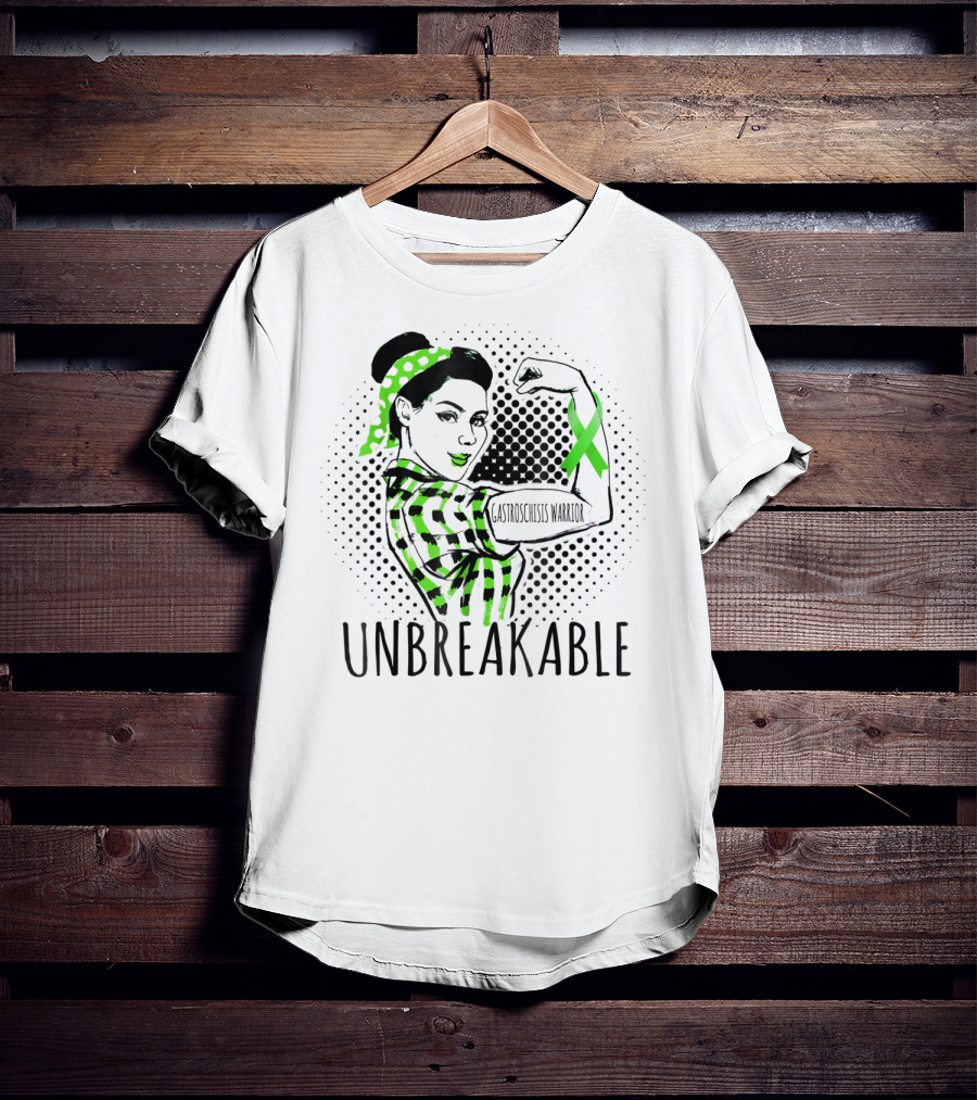 Unbreakable Gastroschisis Warrior Rosie The Riveter Style With Awareness T-Shirt