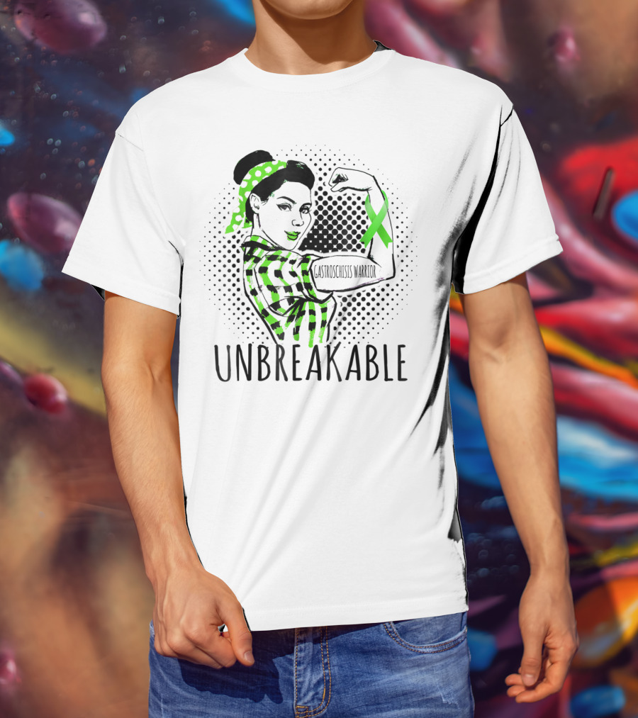 Unbreakable Gastroschisis Warrior Rosie The Riveter Style With Awareness T-Shirt