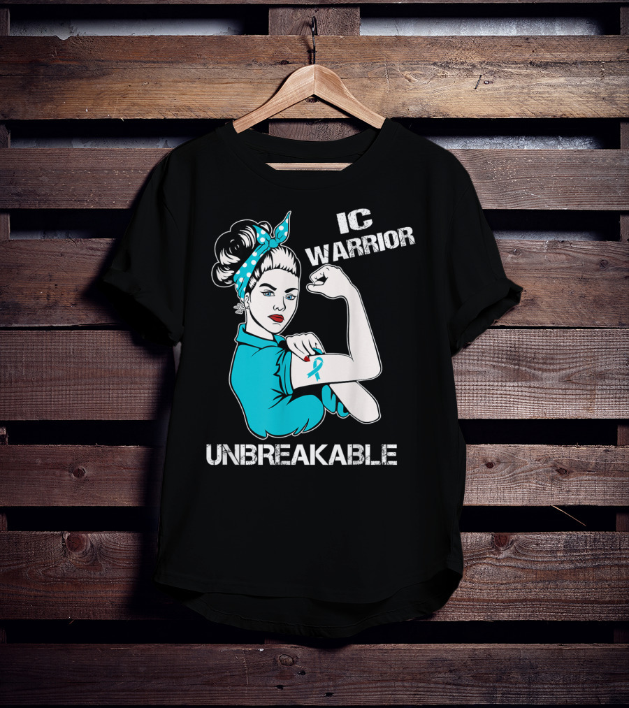 IC Warrior Unbreakable Interstitial Cystitis Awareness Rosie Riveter T-Shirt