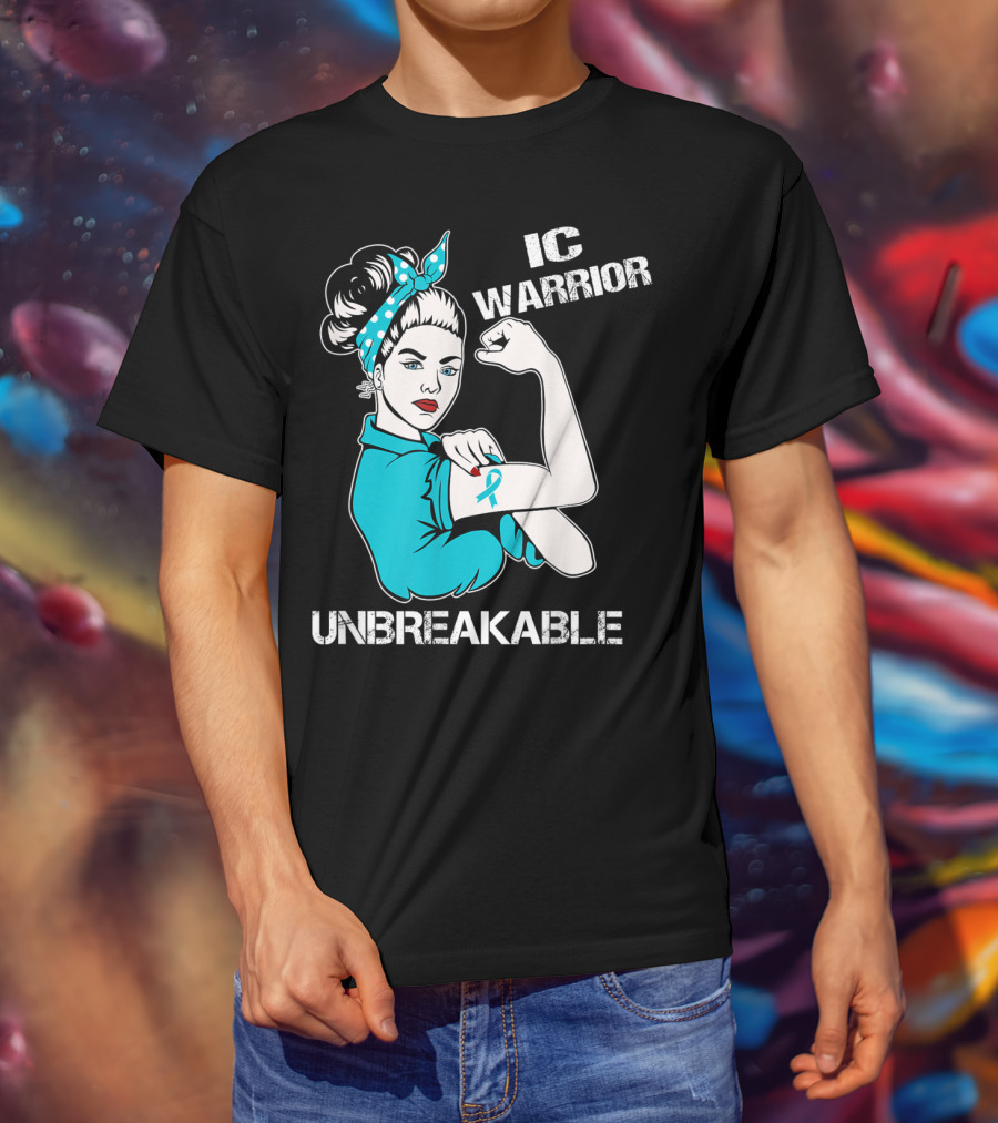 IC Warrior Unbreakable Interstitial Cystitis Awareness Rosie Riveter T-Shirt