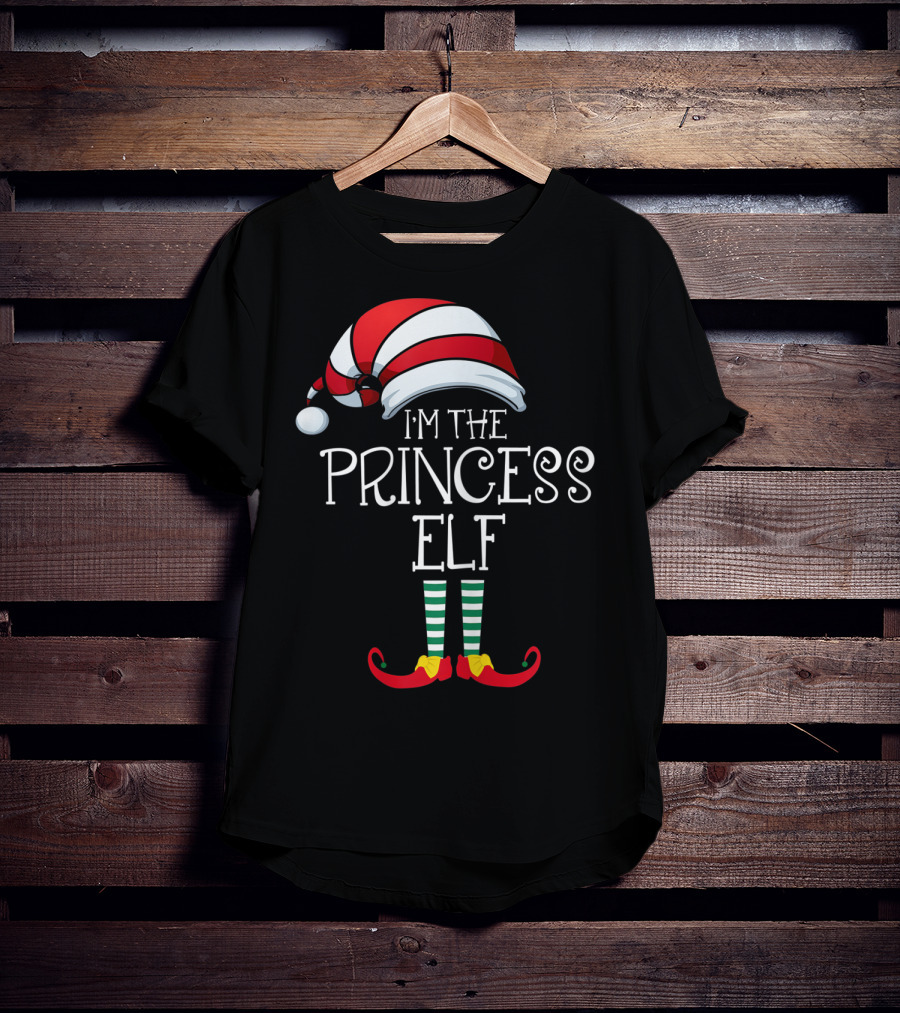 I'm The Princess Elf Striped Hat And Shoes Christmas Humor T-Shirt