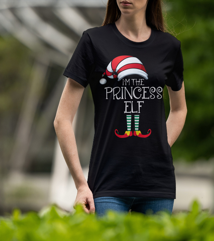 I'm The Princess Elf Striped Hat And Shoes Christmas Humor T-Shirt