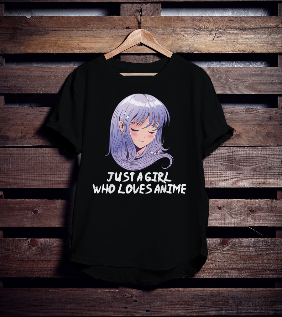 Just A Girl Who Loves Anime Japanese Anime Purple Hair Character T-Shirt