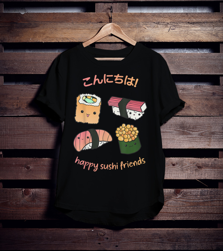 Kawaii Japanese Sushi Happy Sushi Friends T-Shirt
