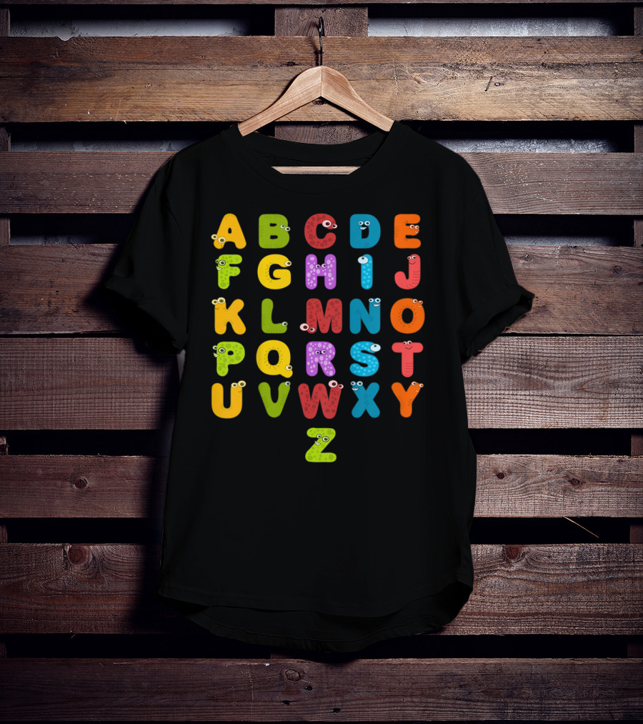 Kids Alphabet ABCs Learning Cute Monster Letters T-Shirt