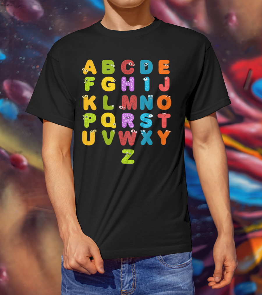 Kids Alphabet ABCs Learning Cute Monster Letters T-Shirt