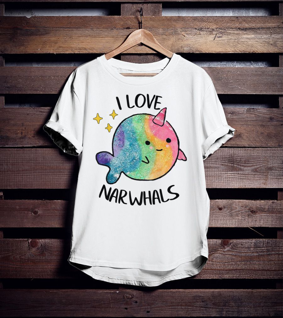 I Love Narwhals Rainbow Whale Kids T-Shirt