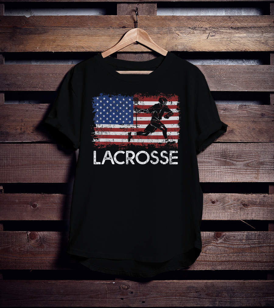 Lacrosse American Flag Fourth Of July Stars And Stripes Player T-Shirt