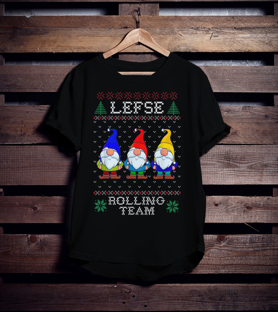 Lefse Rolling Team Christmas Baking Tomte Gnomes Holiday T-Shirt