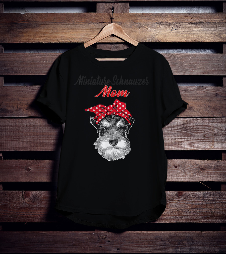 Miniature Schnauzer Mom Red Polka Dot Bow T-Shirt