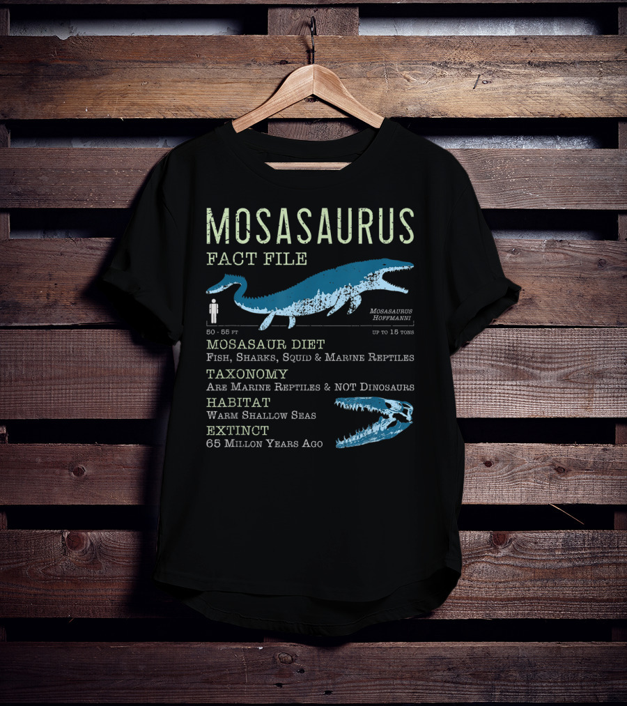 Mosasaurus Fact File Marine Reptiles Jurassic Mosasaur Diet And Habitat T-Shirt
