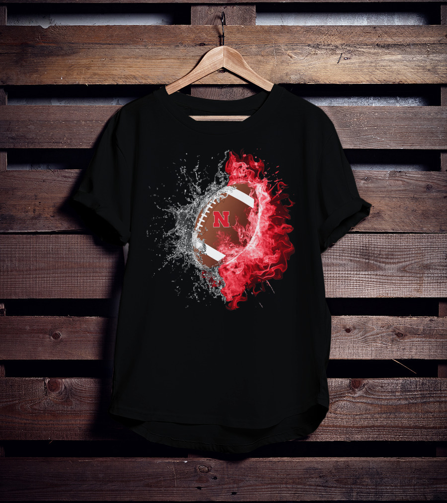 Nebraska Cornhuskers Football Water And Fire Burst T-Shirt