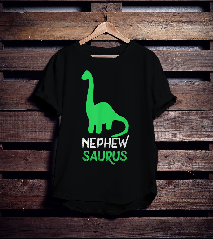 Nephewsaurus Funny Dinosaur Nephew Saurus Iconic Green Dinosaur T-Shirt