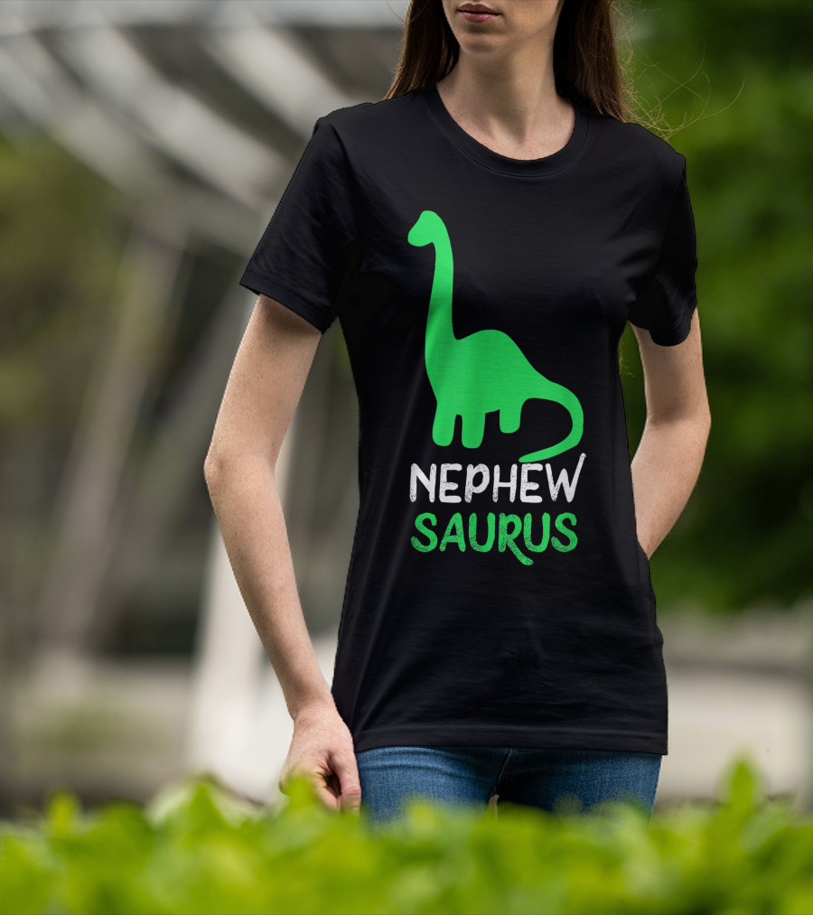 Nephewsaurus Funny Dinosaur Nephew Saurus Iconic Green Dinosaur T-Shirt
