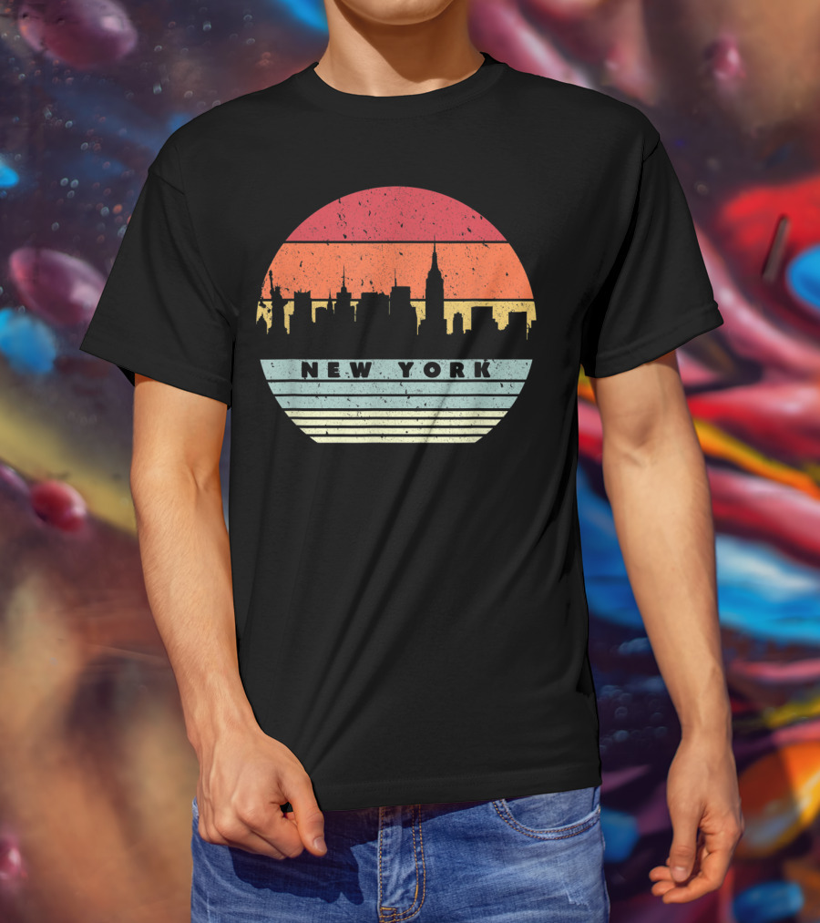 New York Retro Skyline Souvenir Style USA T-Shirt