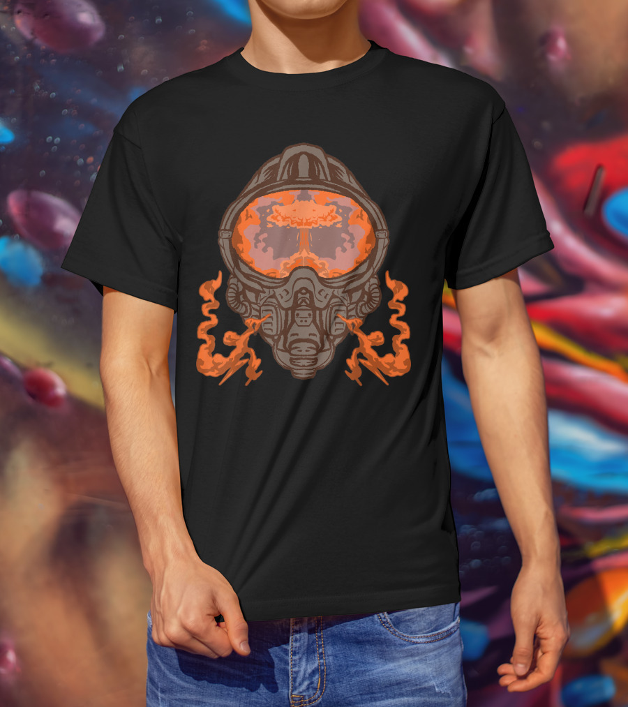 Nuke Atom Bomb Fallout Hydrogen Bomb Abomb Gas Mask Nuclear Explosion Reflection T-Shirt
