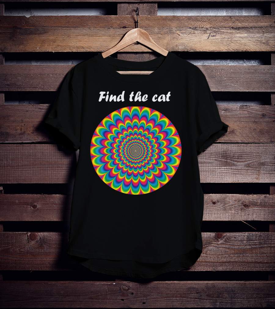Find The Cat Optical Illusion Spiral T-Shirt