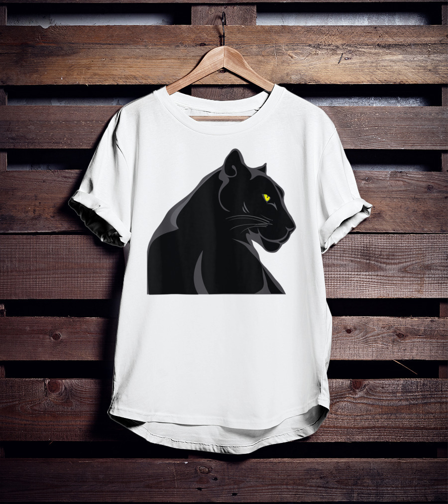 Panthera Cat Leopard Melanistic Black Panther Yellow Eyes T-Shirt
