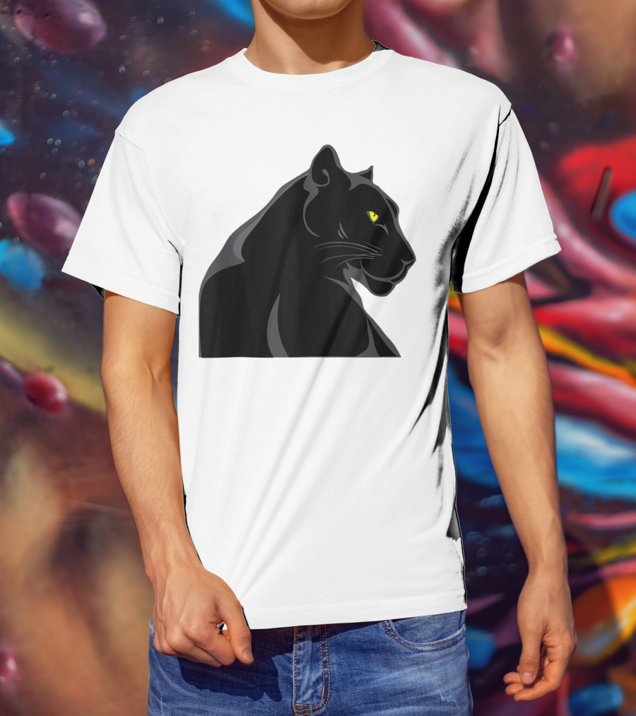 Panthera Cat Leopard Melanistic Black Panther Yellow Eyes T-Shirt