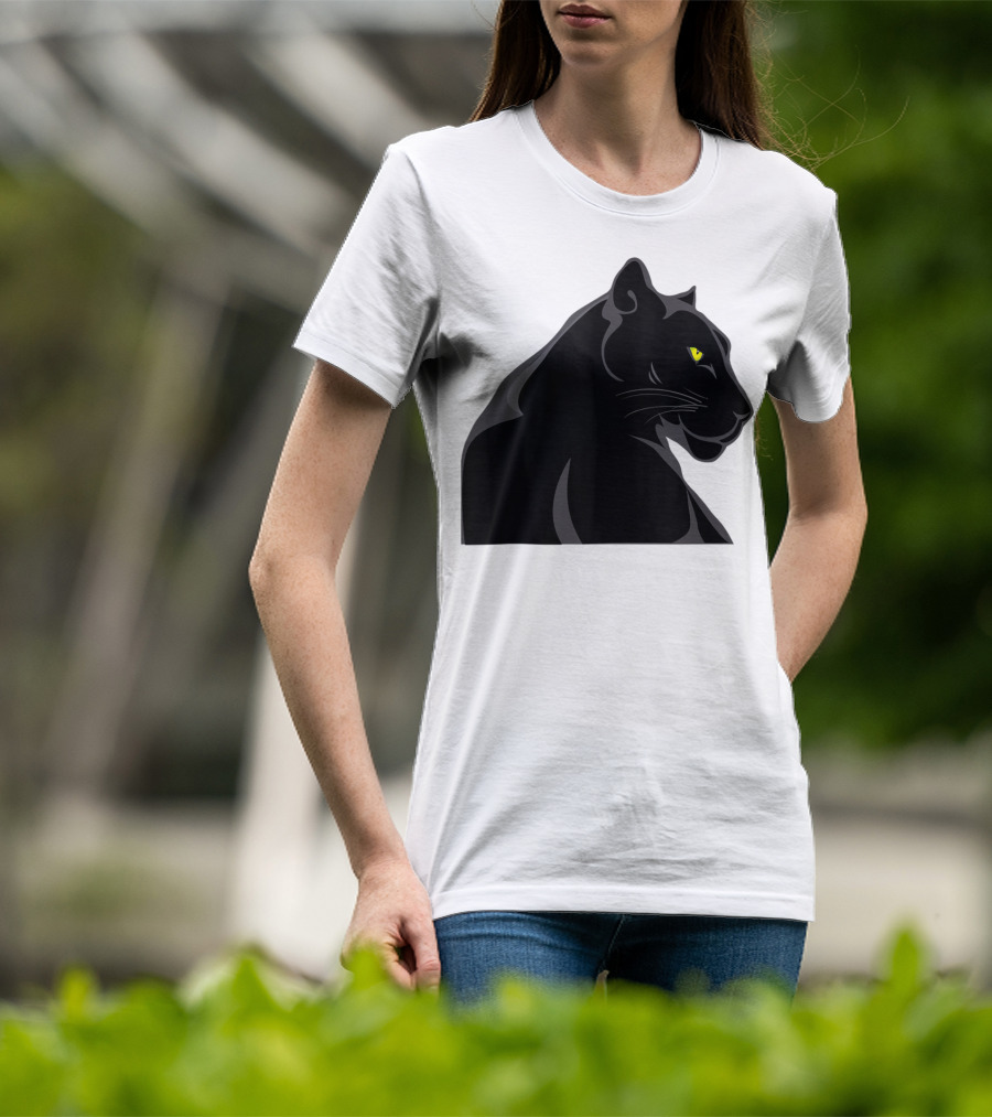 Panthera Cat Leopard Melanistic Black Panther Yellow Eyes T-Shirt